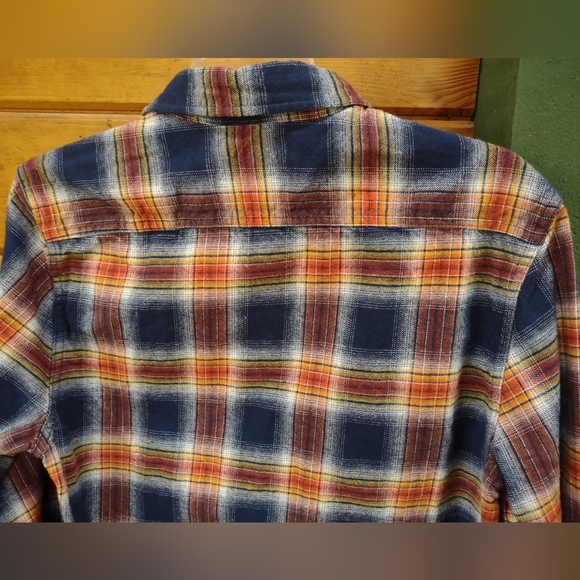 Flag & Anthem Men’s Plaid Button Down Flannel Shirt Orange Blue Yellow Size Sm - Picture 7 of 9